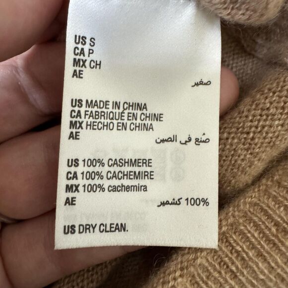 Morgan Taylor Cashmere Sweater Womens Small Turtleneck Colorblock Tan Gray Beige - Picture 5 of 11